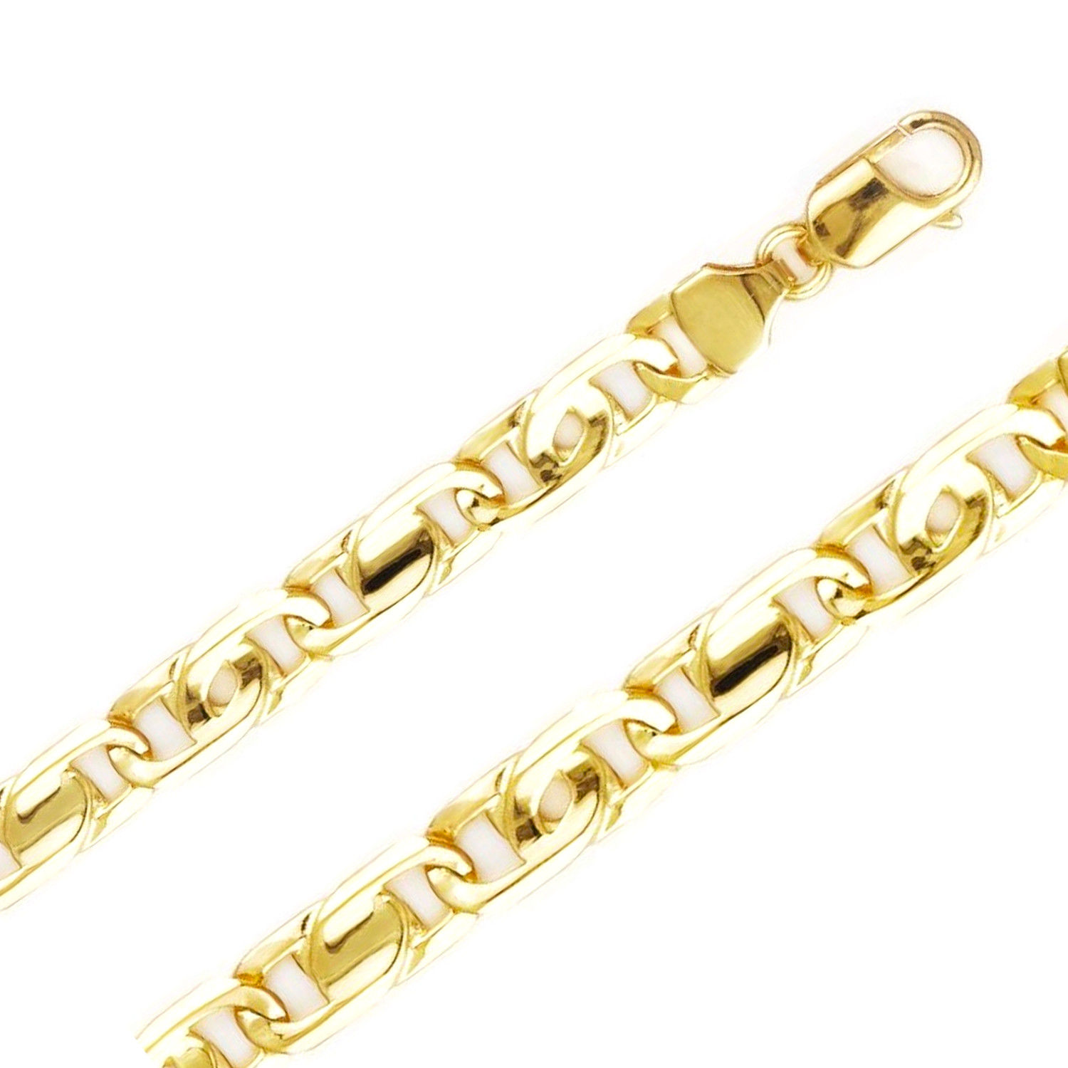 14k Yellow Gold 7.3mm Hand Made Tiger Eye Chain 30 Inches